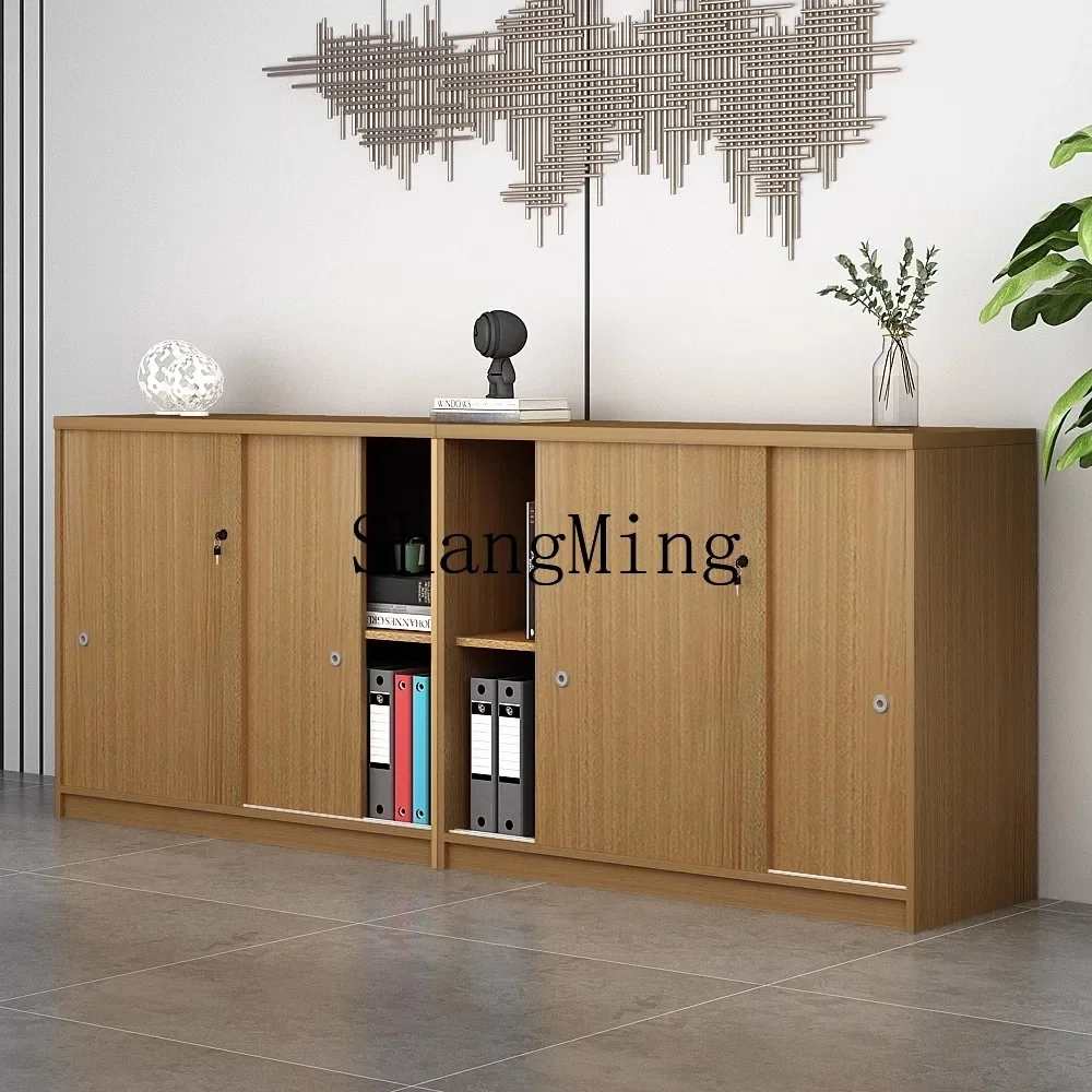 ZYY مكتب ملف خزانة منخفضة تخزين البيانات باب منزلق مع قفل خزانة تقسيم تخزين أرضية خشبية #6