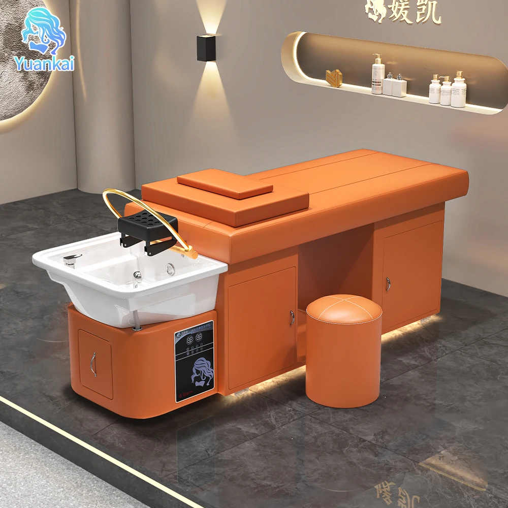 

Salon Ceramic Bowl Shampoo Bed With Light Hair Washing Multifunction Thai Massage Chair Head Treatment Spa Bed