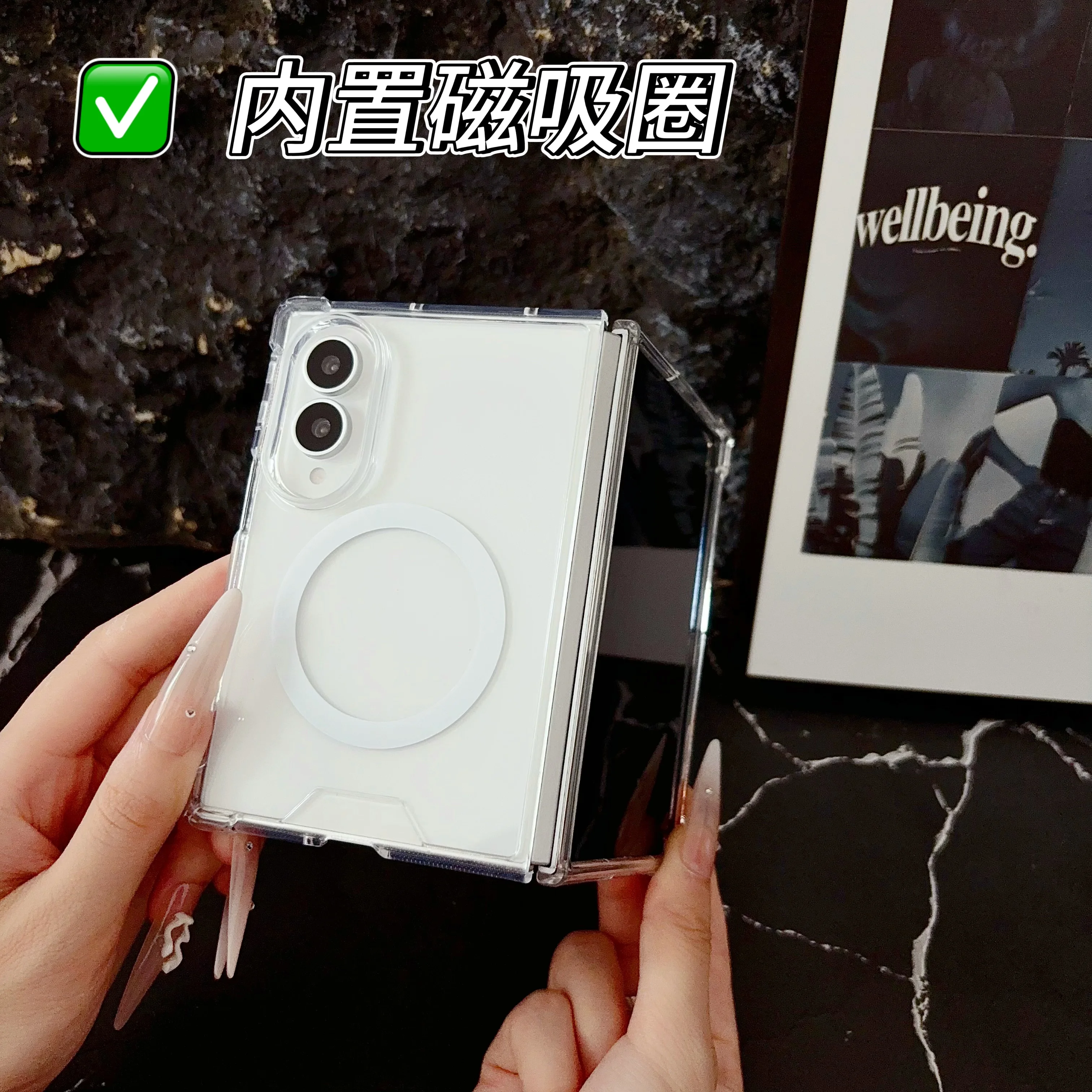 For Samsung Galaxy Z Fold 8 For Magsafe Case Transparent Folding Shockproof Protection Hard PC Back Cover Funda Accessories