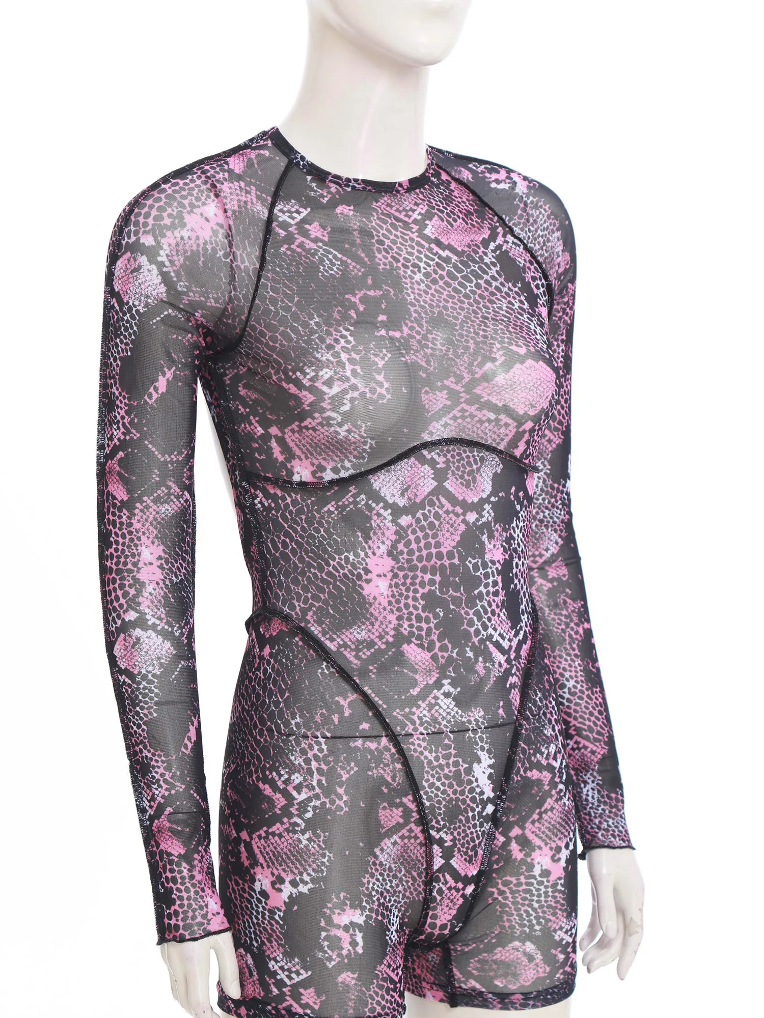 الكبار النساء أنيق طباعة الجسم السراويل بيكيني التستر واقية من الشمس ارتداءها رقيقة جدا انظر من خلال تنفس عارية الذراعين داخلية #2