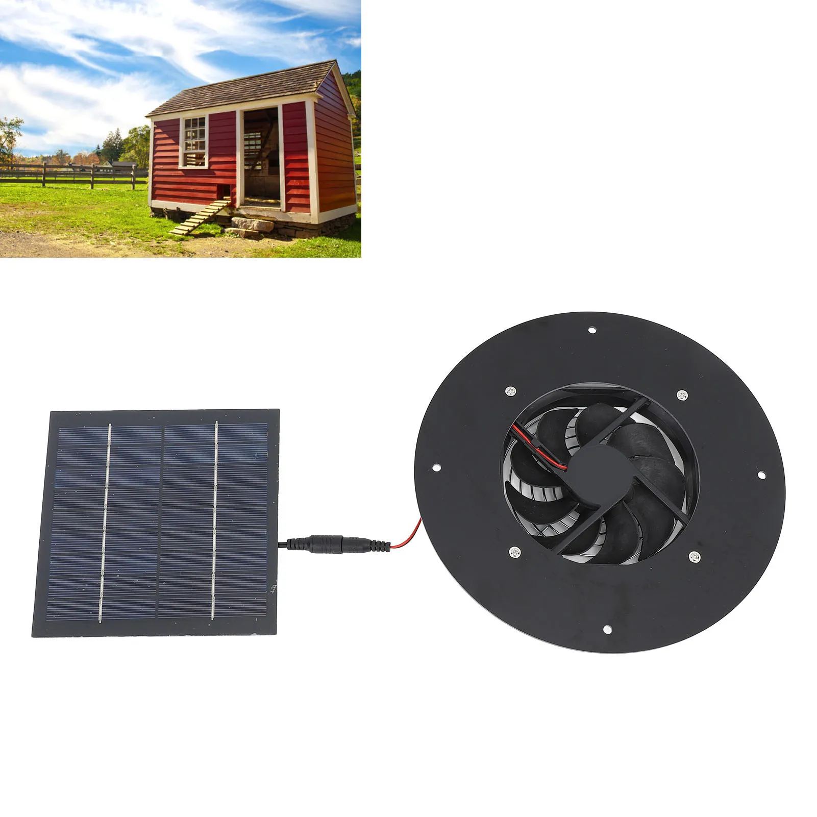 Solar Powered Exhaust Fan 10W Solar Panel High Efficiency Low Noise Solar Ventilation Fan for Greenhouse Pet Houses Solar Fan