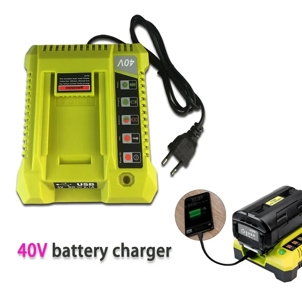 For Ryobi 36V-40V Li-ion Battery Charger,  Compatible OP4030 OP4040 OP4050 OP400A, Fast Charging With Dual USB Port