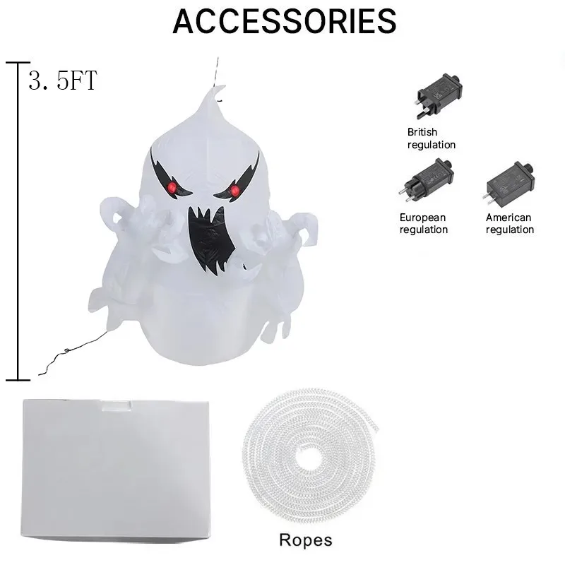3.4FT インフレータブルおもちゃゴースト装飾ハロウィンモデル爆破ホラーパーティー装飾屋内中庭庭庭芝生ホール装飾