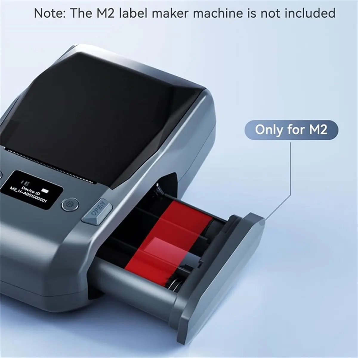 Compatible Labeling Ribbon for M2 Thermal Transfer Label Printer, 24 Meters, Clear Long-Lasting Print Color Red/Black