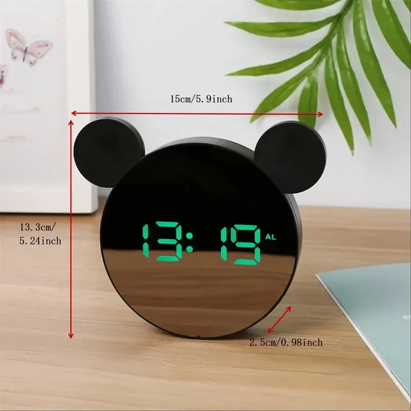 1 Set Mini Mouse Electronic Gift Clock Bedside Decoration Shipped with USB Charging Cable Snooze Digital Alarm Clock LED Clock