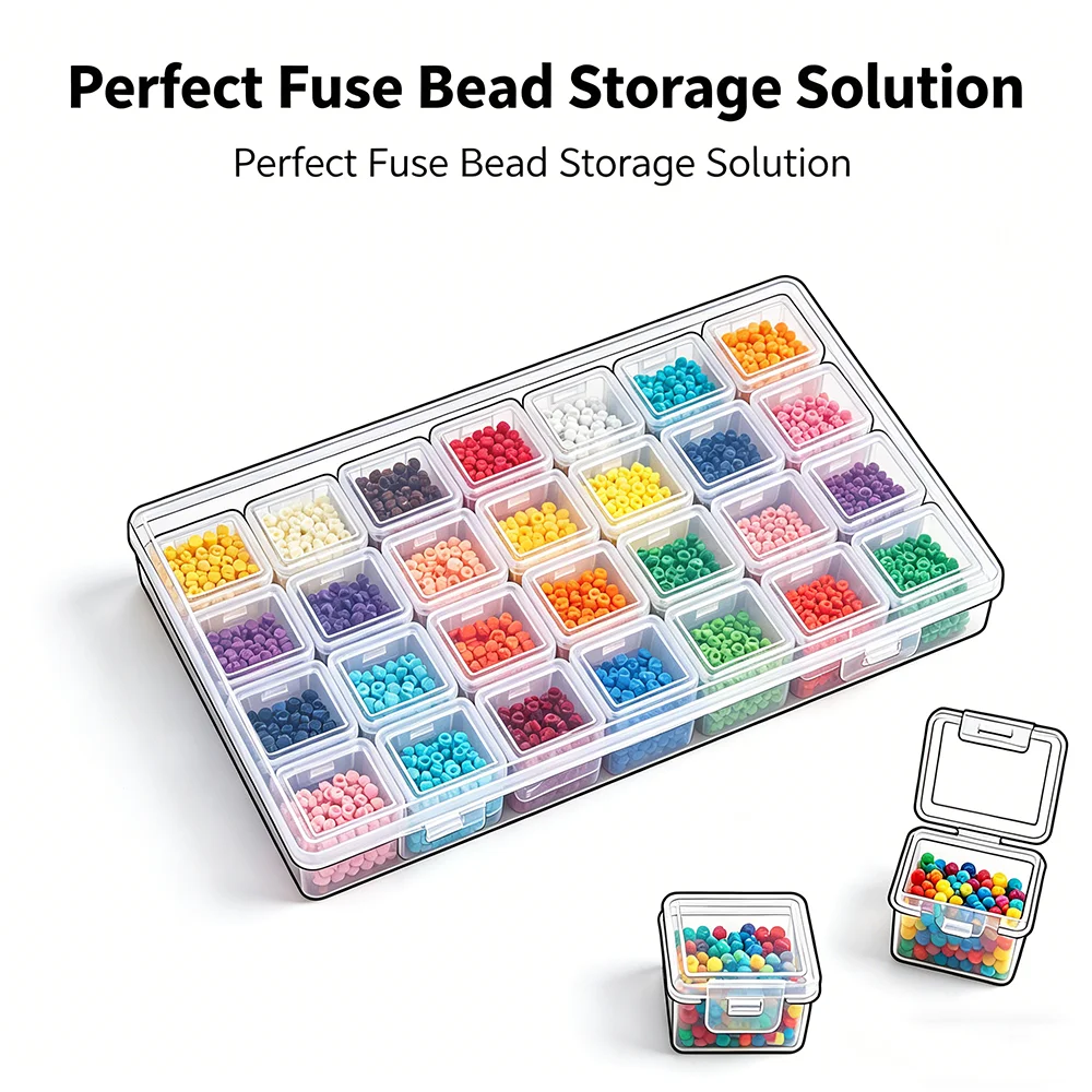 6/9/16/28pcs Clear Plastic Storage Box Set for Beads,Jewelry & Craft Supplies Portable,Stackable Organizers with Individual Lids