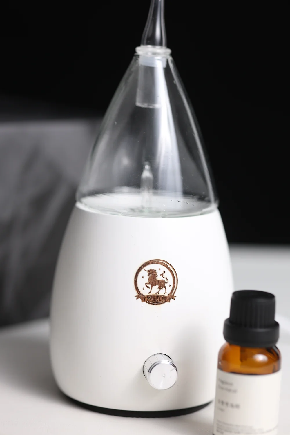 

Glass Essential Oil Diffuser with Real Wood Base, Ultrasonic Aromatherapy Diffuser, Glass Dome Humidifier,