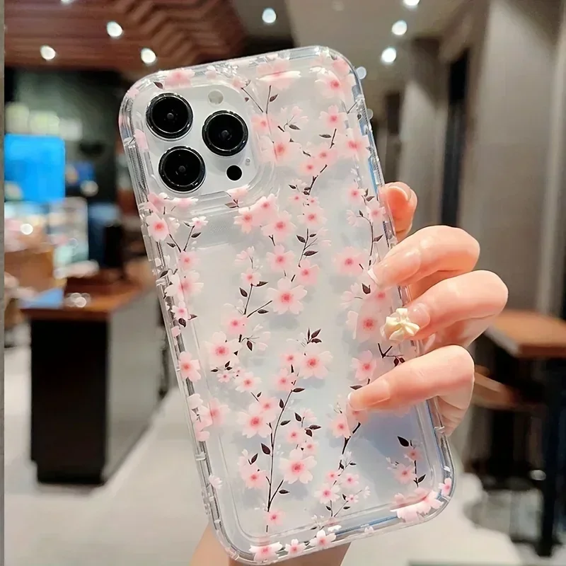 Multicolor Flower Anti-drop Soft Phone Case For iPhone 14 13 12 11 15 16 Pro Max SE XR X XS 7 8 Plus Transparent Cushion Cover