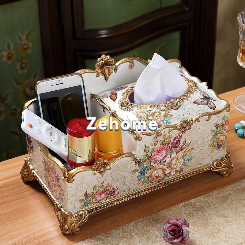 Desktop Cosmetic Organizer, Coffee Table Remote & Tissue Storage Box