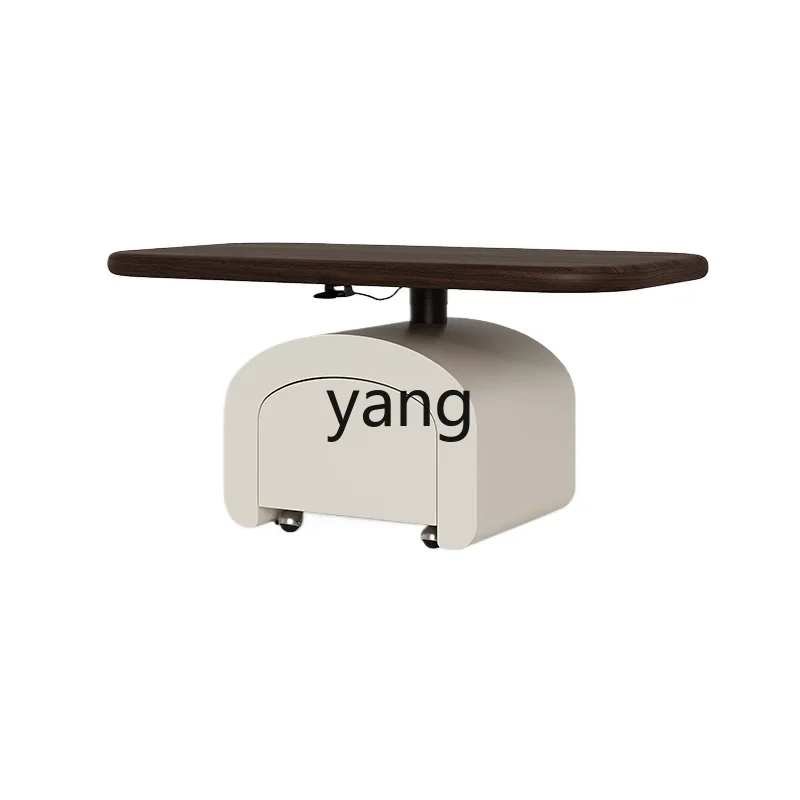 

CX Black Walnut Living Room Multi-Function Mobile Square Coffee Table Dining Table Two-in-One Lifting