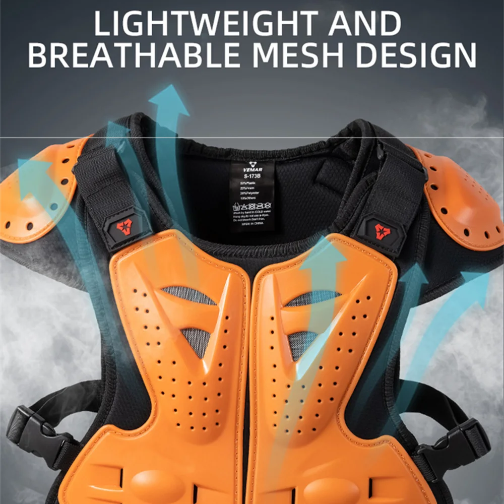 دراجة نارية درع سترة + أطفال الركبة وسادات الكوع مجموعات الأطفال الصدر الخلفي حامي درع للجسم الحرس سباق موتوكروس واقية