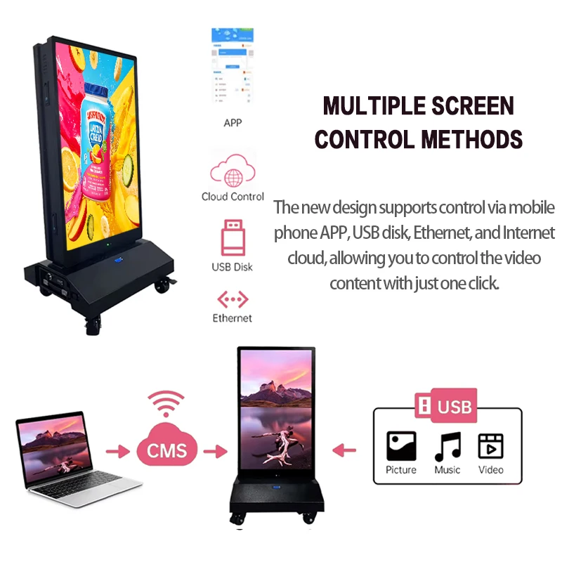 43 Inch Outdoor Double Sided Street Poster Ip55 Weatherproof Outdoor Dual Screen Lcd Display 120ah Battery Digital Signages