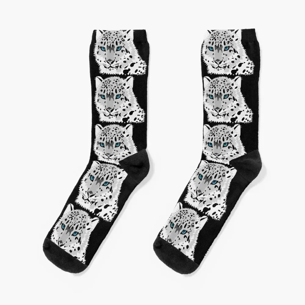 Blue Eyed Snow Leopard Socks cute cotton Wholesale kawaii Socks Girl Men's