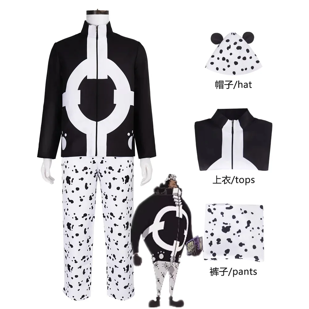 

Костюм для косплея Бартоломея Кума из аниме, униформа для мужчин и женщин на Хэллоуин, карнавал, вечеринку, комплекты: топы, брюки, шляпа