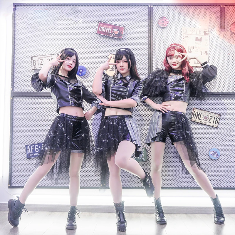 

COSLEE LoveLive Sunshine GK Rock Band Guilty Kiss 2nd Concert Riko Ohara Mari Yoshiko Cosplay Costume Black Uniform Party Role