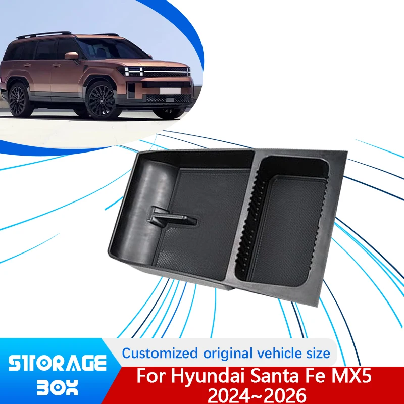

For Hyundai Santa Fe MX5 Accessories 2024 2025 2026 Indoor Storage Box Under Central Control Holder Interior Auto Accessories