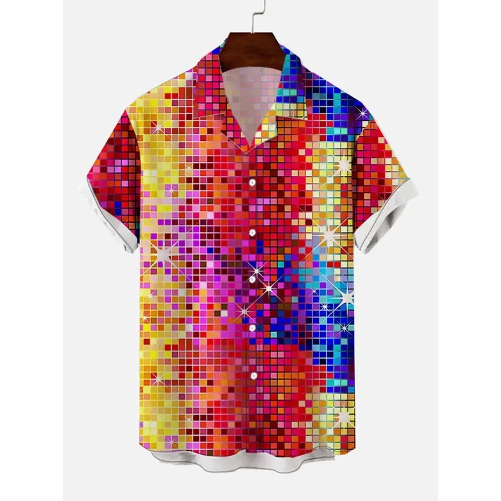 Casual Holiday Style Lapel Men Shirt 3D Print Man/Women Fashion Short Sleeves Shirts Button Streetwear Oversized Unisex Clothing