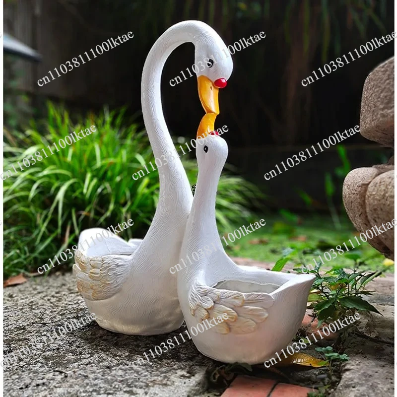 Outdoor Garden Bonsai Basin Creative Swan Succulent Container Pool Scenery Flower Pot Exquisite Gardening Decoration