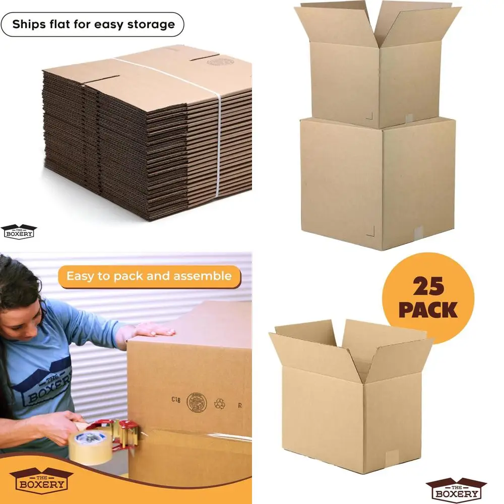 

13 x 13 x 13 Brown Corrugated Cardboard Boxes, 25-Pack - Durable, Eco-Friendly, Recyclable, Made in USA for Shipping, Packing, M