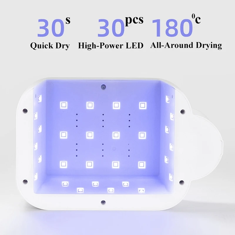 충전식 UV LED 네일 램프 손목 받침대 포함 무선 30LED 네일 드라이어 젤 폴리쉬 경화 램프 매니큐어 도구