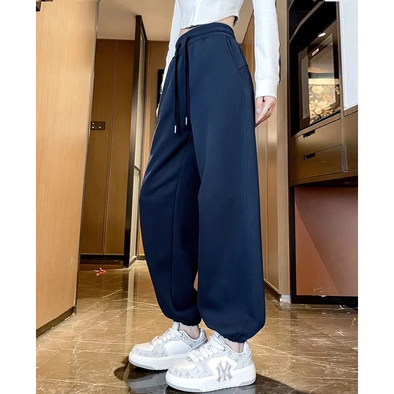 Pantalon d'attache de style américain pour femmes, nouvelle lanterne droite ample, décontracté, taille haute, taille Slim, printemps et automne