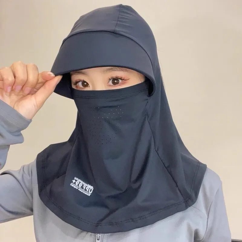 قناع واقي من الشمس من الحرير الجليدي لكامل الوجه، قناع مضاد للأشعة فوق البنفسجية لا يترك علامات، حماية للرقبة للوجه كيني، واقي من الشمس، خفيف و
