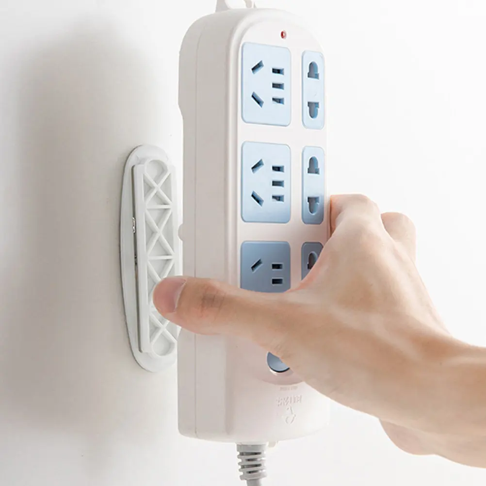 15Pcs Punch-Free Adhesive Power Strip Holder Wall Mount for Router Remote Socket Organizer ABS Heavy-Duty Sticky Socket Fixator