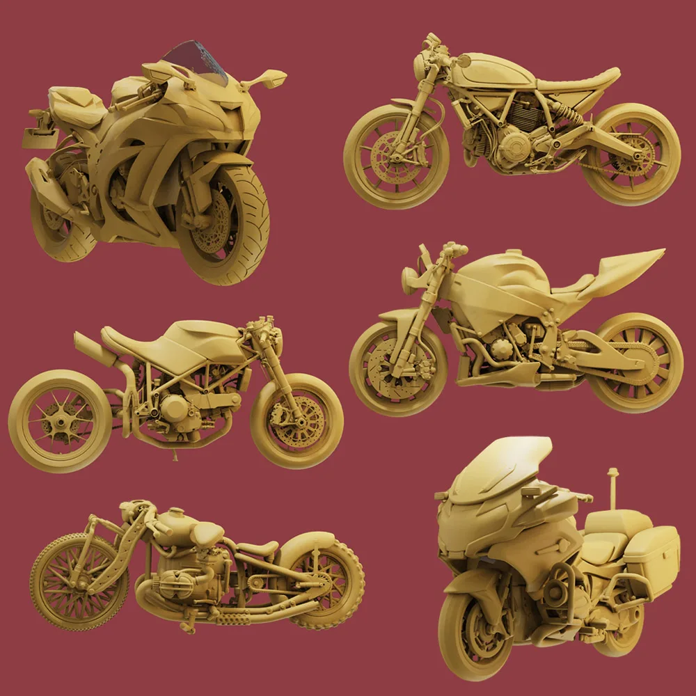 

3D Print 1/64 1/43 Motorcycle Figure Diorama Mini Doll Street Scene Creative Photography Props Figurine Model Display for Cars