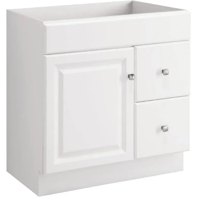 Nordic White Vanity Without Top for 597203 30 Inch Unassembled 1-Door 2-Drawer Bathroom