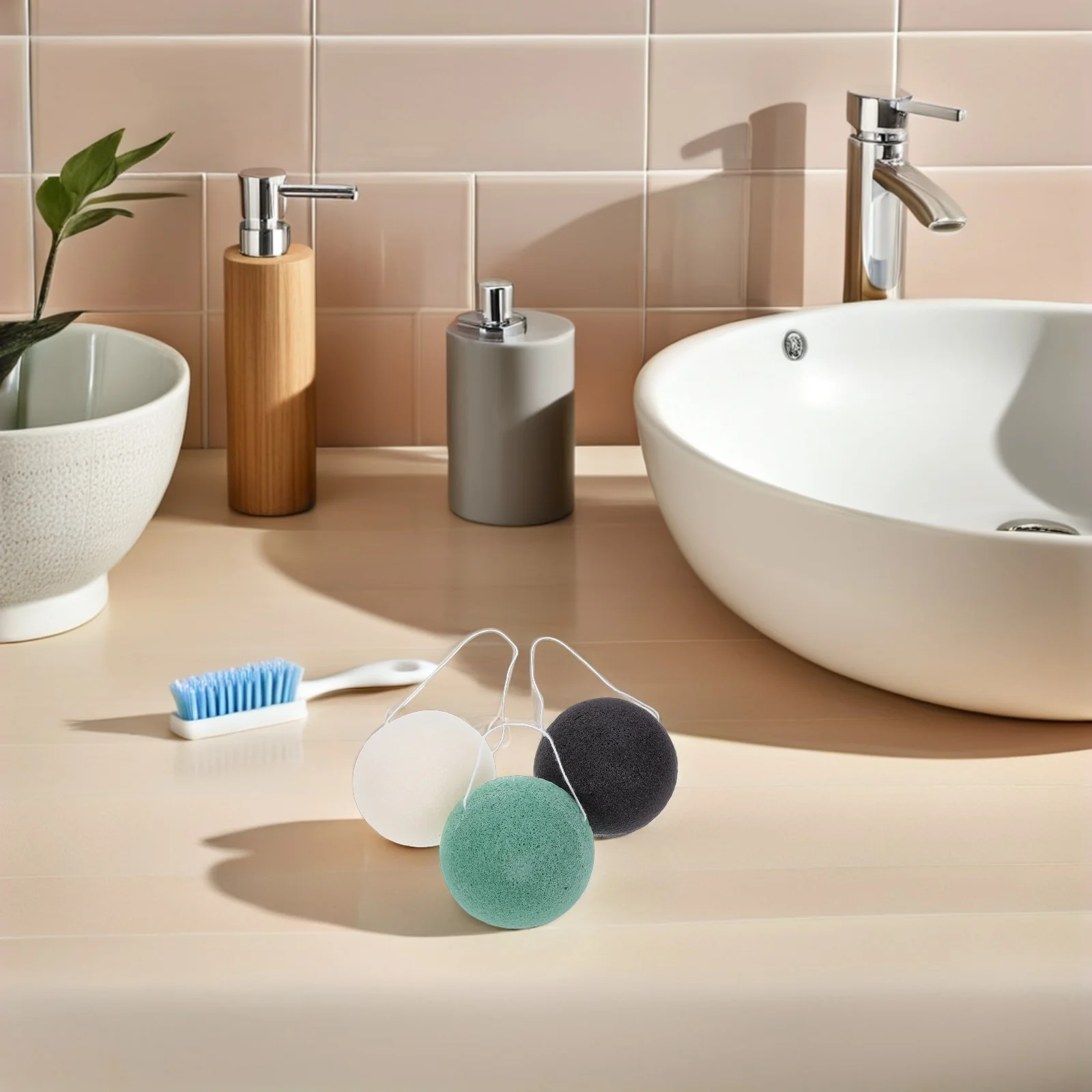 

6pcs Round Konjac Face Washing Puff Natural Facial Cleansing Sponge For Sensitive Skin Blackheads Removal Biodegradable Sponges