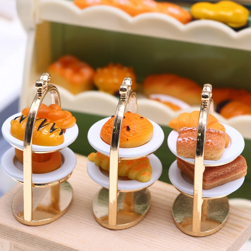 ミニチュア金属デザートスタンドプレート 1:12 ドールハウスキッチンホームモデルの装飾おもちゃドールハウスアクセサリー