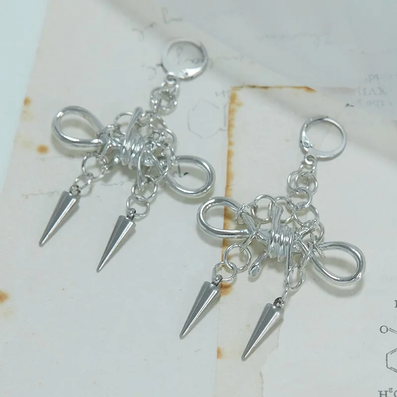 أقراط سلاسل برشام شوكة للنساء ، مجوهرات الجرونج ، تصميم إبداعي ، أقراط فاسق ، إكسسوارات قوطية ، أزياء كورية ، Y2K