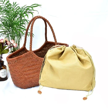 Borse in tessuto di vacchetta naturale al 100% Moda piccola borsa in tessuto da donna fatta a mano manuale Borsa squisita per la spesa per appuntamenti