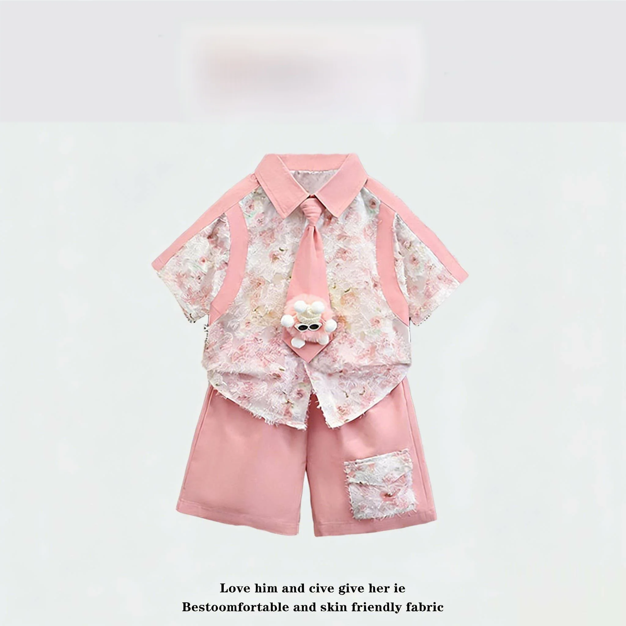 ensemble-chemise-et-short-d'ete-pour-garcons-tottie-style-hong-kong-manches-courtes-vetements-pour-enfants-dopaamine-coton-et-polyester-deux-pieces