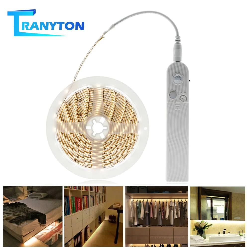 1M 2M 3M PIR Wireless Motion Sensor LED Strip USB5V LED Under Cabinet Light for Kitchen Stairs Wardrobe Bed Night Security Lamp