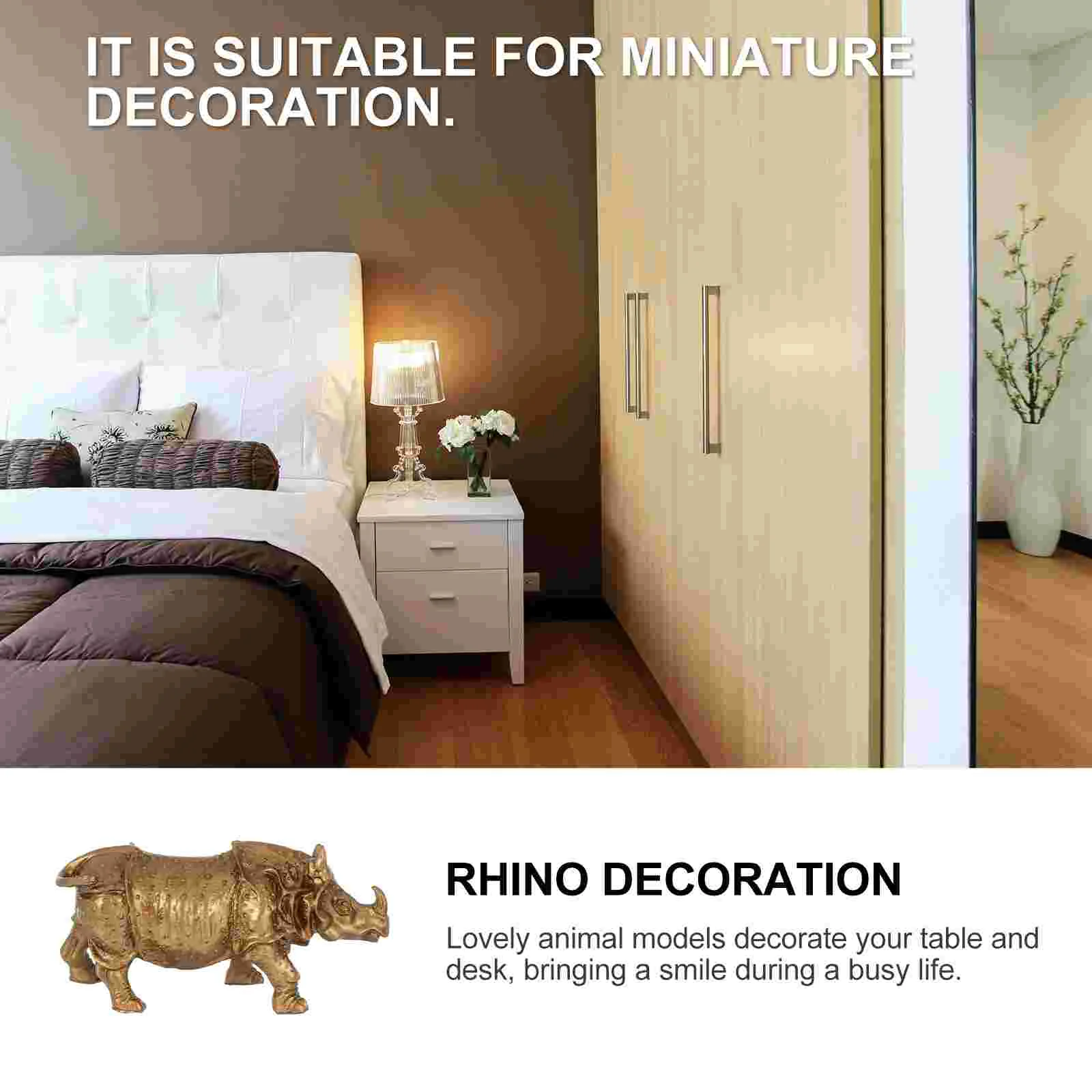 Toy Rhinoceros Ornaments Child Mini Toys Animal Resin Cows Figurines Desktop Handicraft