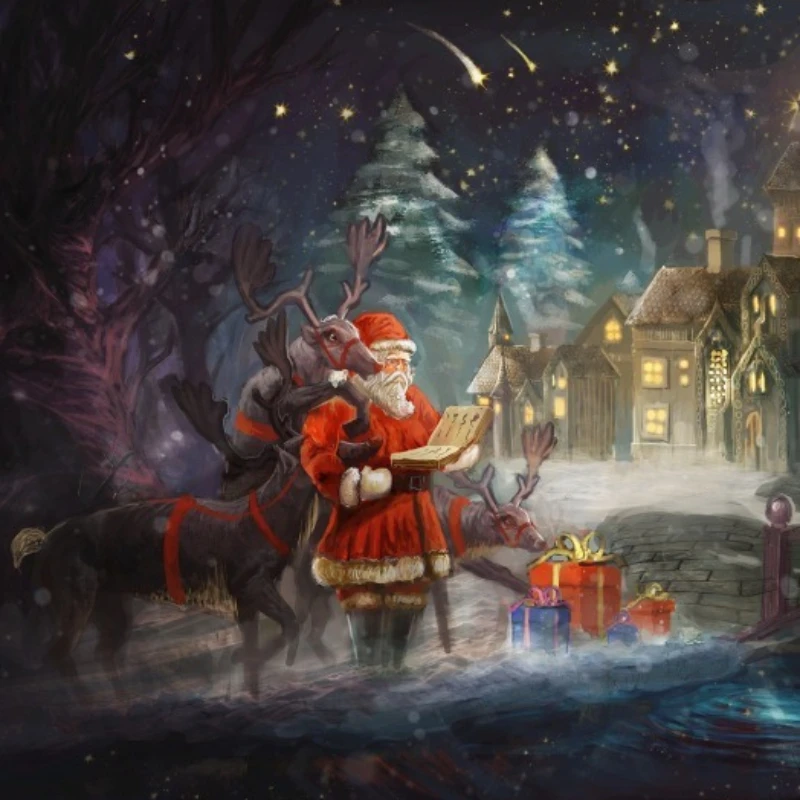 

1000pcs Cardboard Jigsaw Puzzle Santa Claus Night Jigsawfinished Size：69x51cm Home Decor Wall Display Festival Gifts