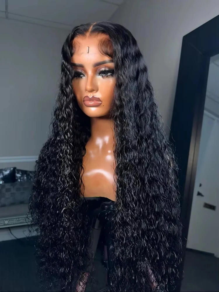 

Curly 13x4 Glueless 13x6 Water Wave Deep Wave 200 Density HD Lace Frontal Wig Pre Plucked 30 40 Inch Human Hair Lace Front Wigs