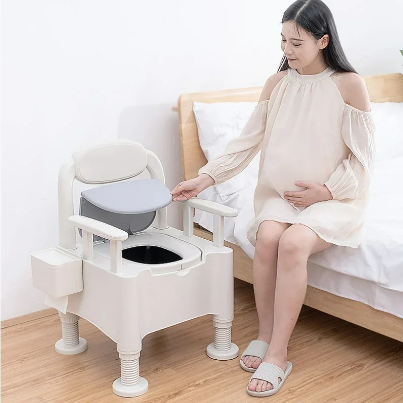 Adjustable Height Mobile Elderly Toilet  AntiRollover  Patient Indoor Urinal Basin  Portable Pregnant Women Lift Chair