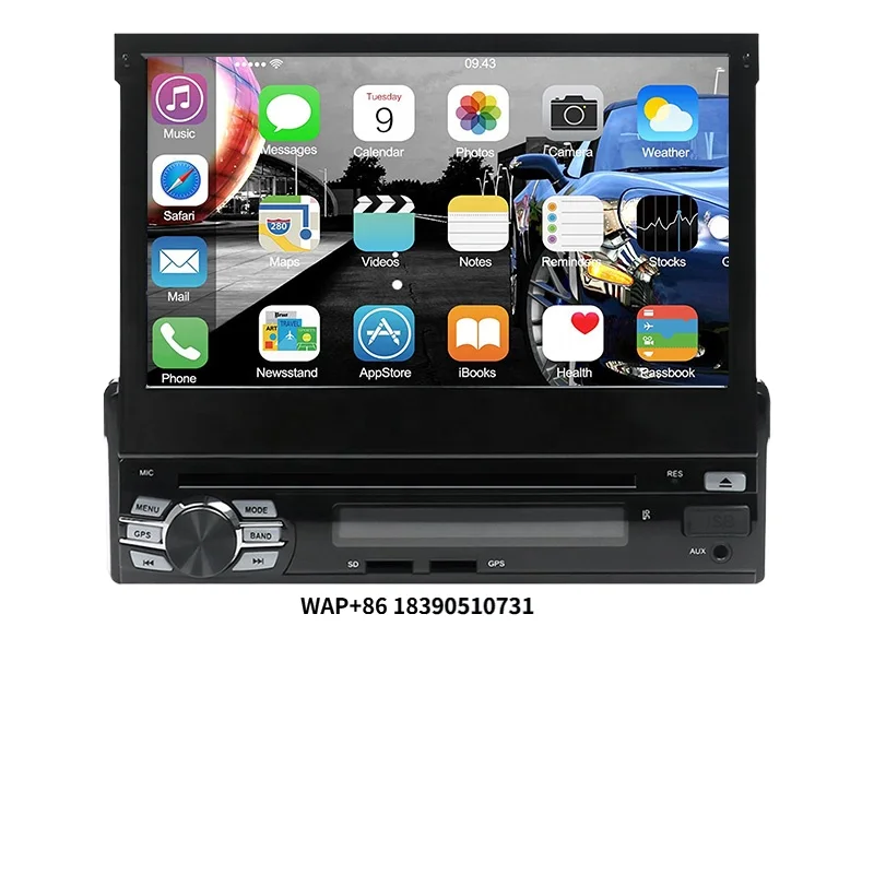 

7-дюймовый выдвижной сенсорный экран, Carplay, Mirror Link, BT, FM, 1DIN автомагнитола, автомобильная стереосистема, MP5-плеер, USB, камера заднего вида