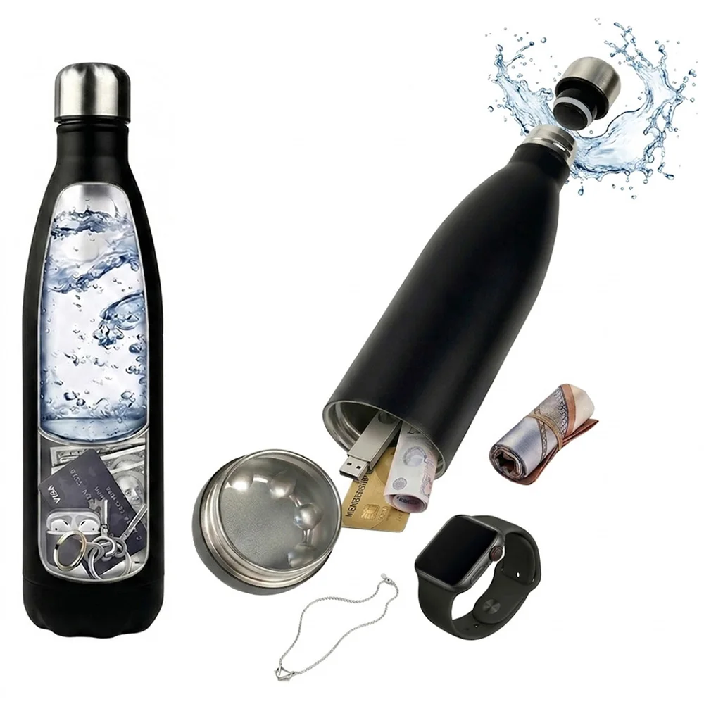 Upgraded 750ml Diversion Water Bottle Hidden Safe Secret Compartment for Cash Keys Pills Portable Travel Gym Anti-theft Bottle