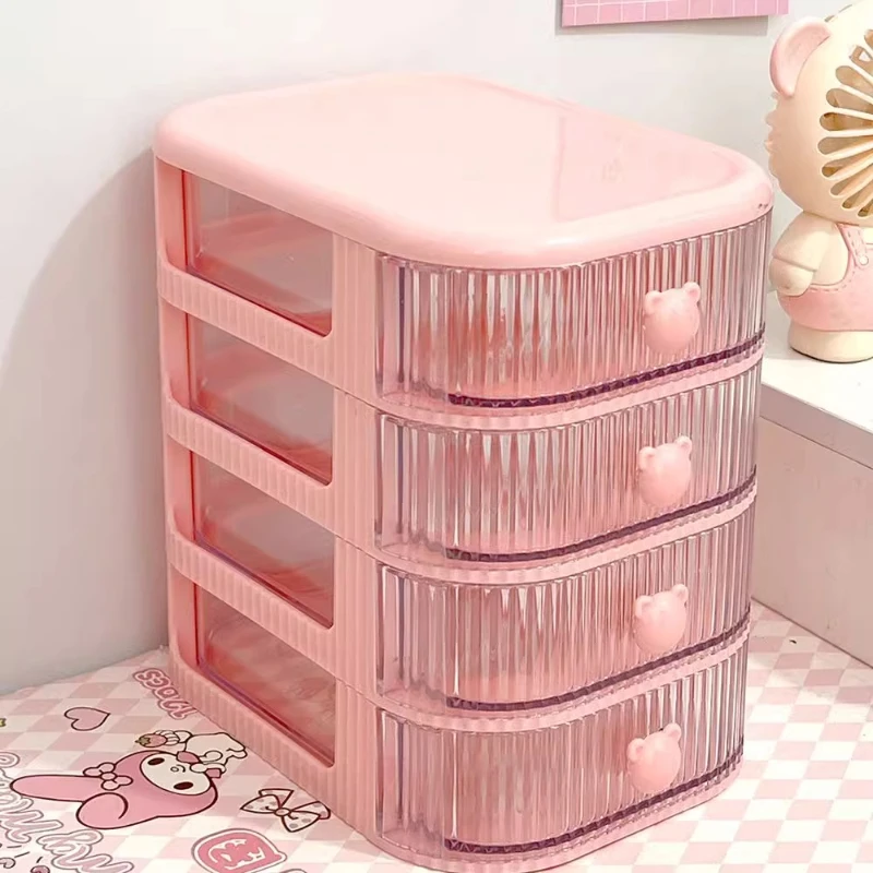 Desktop Multi-layer Drawer Storage Box Organizer Desktop Stationery Box Pen Holder Cute Children's Hair Accessories Storage Rack