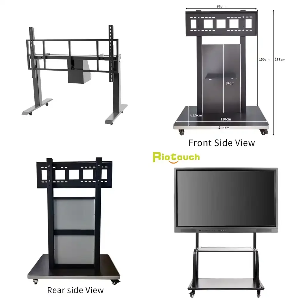 

Motorized TV Stand Height Adjustable Floor Mount with Locking Casters 15 Degrees Tilted Design 800*600CM VESA