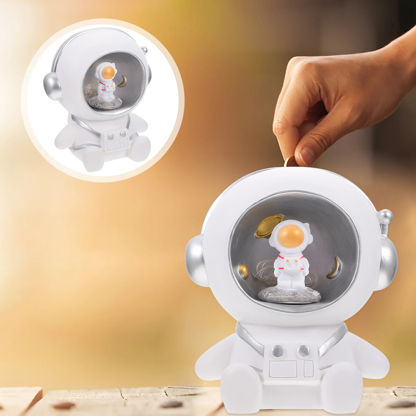 1 stks Space Boy Geldbesparende Pot Thuis Nachtlampje Kleine Lichtgevende Decoratieve Spaarpot Slaapkamer Woonkamer Sfeer Licht