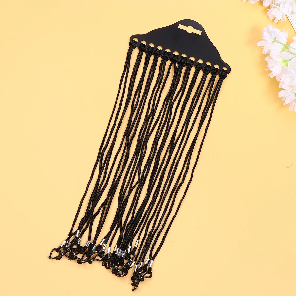 

1 Bag of 48Pcs Nylon Glasses Elastic Strap Belt Eyewear Cord Glasses Neck Strap Eyeglasses Rope Chain Cord (Black)
