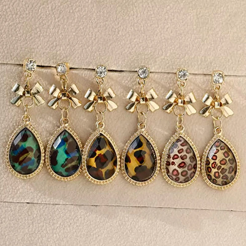 Vintage Brand Leopard Heart Drop Design Earrings Wedding Gift