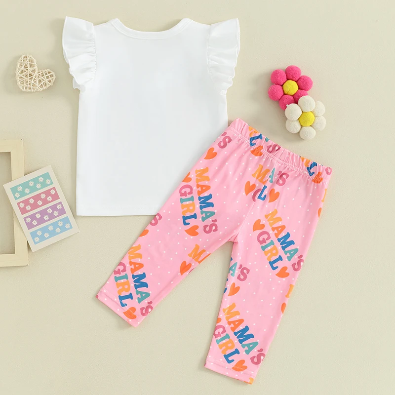 Baby Girl 2Pcs Spring Outfits Short Sleeve T-Shirt Cow Print Flare Pants Set Toddler Clothes