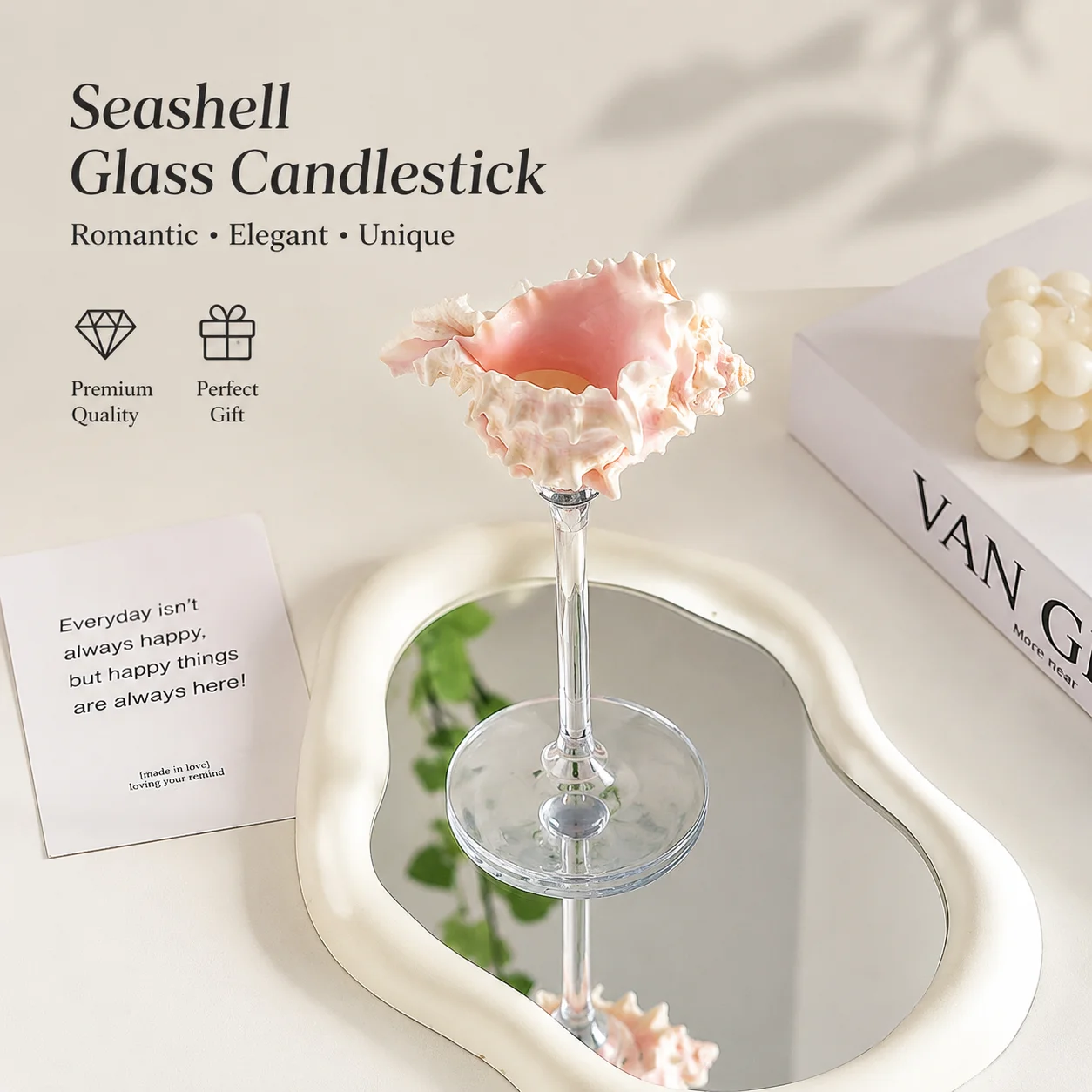 Natural Shell-Inlaid Glass Goblet for Home Decor, Cafe Styling, and Desktop Photography Props