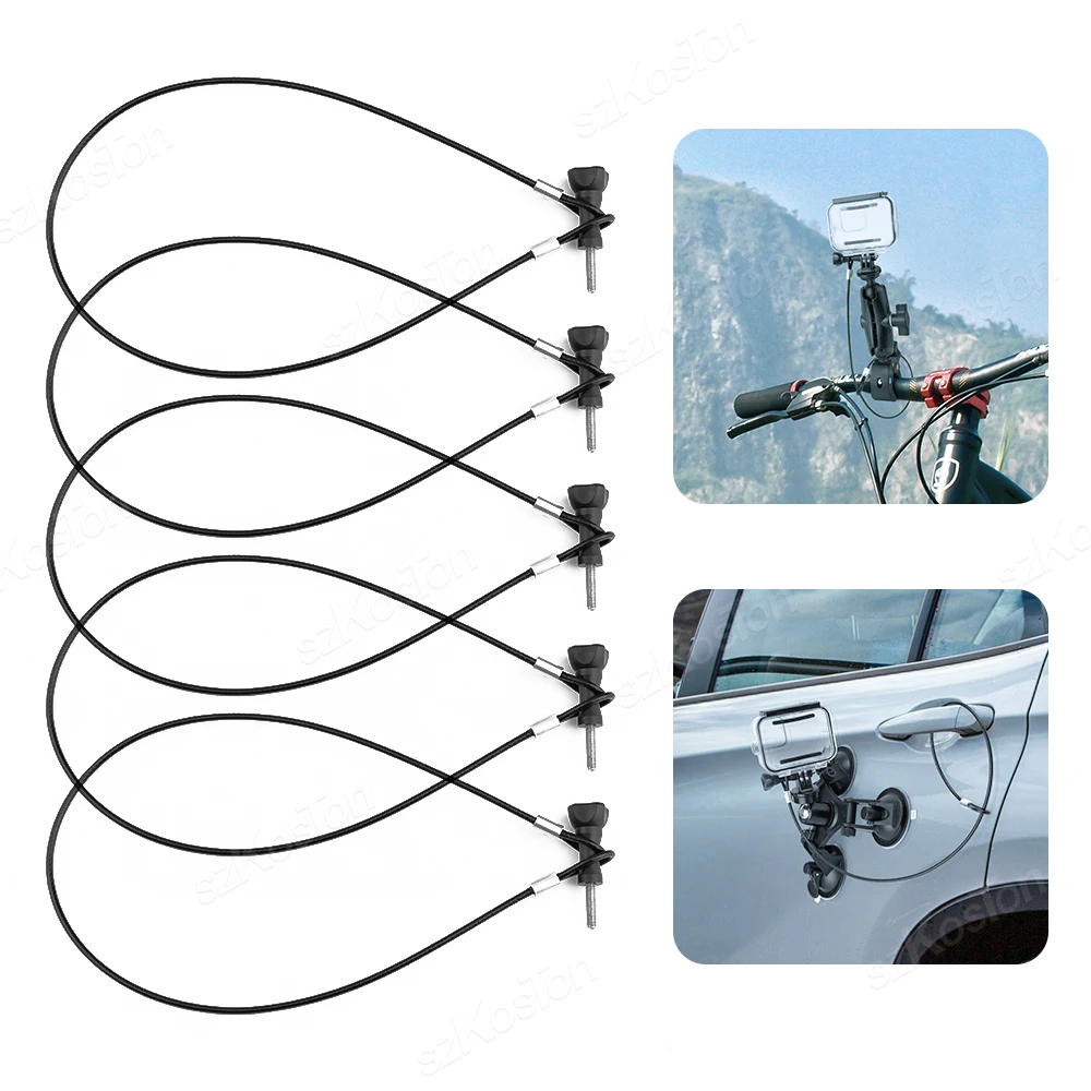 5PCS Stahl Kabel 60CM Länge Mit Schleife Ende Outdoor Bike Sicherheit Für Gopro Hero12 11 DJI Insta360 YI kamera Draht Sicherheit Seil