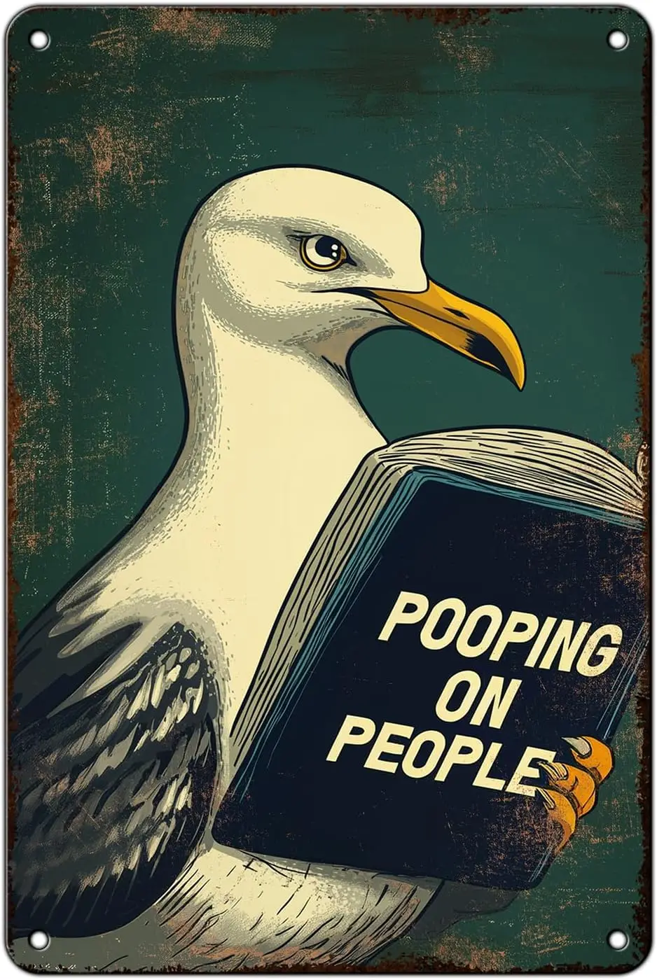 Metal Tin Sign Pooping On People Seagull Rerto Vintage Alumium Retro for Home Bar Office Outdoor W